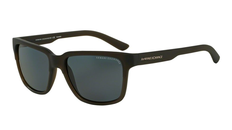 Armani Exchange AX4026S Sunglasses 812181-56 - Dk Olive Transp/matte Dk Olive Frame, Grey Solid Polarized Lenses