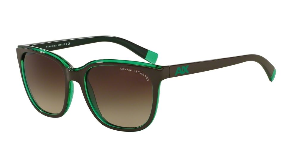 Armani Exchange AX4031F Sunglasses 814613-55 - Brown/bright Spearmint Trans Frame, Smoke Brown Gradient Lenses