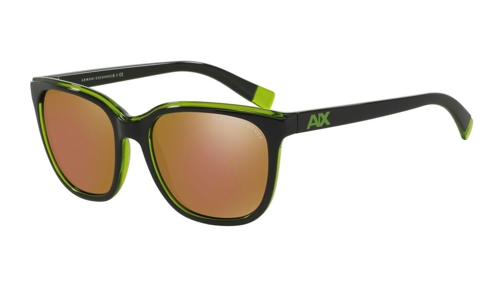 Armani Exchange AX4031F Sunglasses 815473-55 - Dk Purple/green Transparent Frame, Gold Mirror Lenses