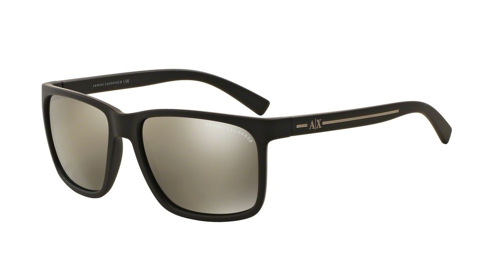 Armani Exchange AX4041S Sunglasses 80625A-58 - Matte Brown Frame, Light Brown Mirror Dark Gold Lenses