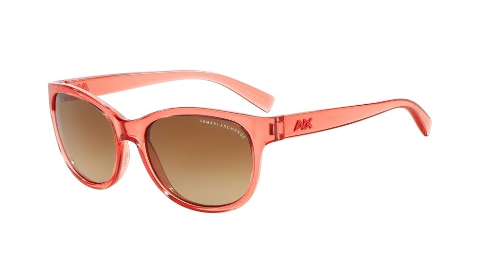 Armani Exchange AX4044S Sunglasses 816413-55 - Transparnt Coral Frame, Brown Gradient Lenses