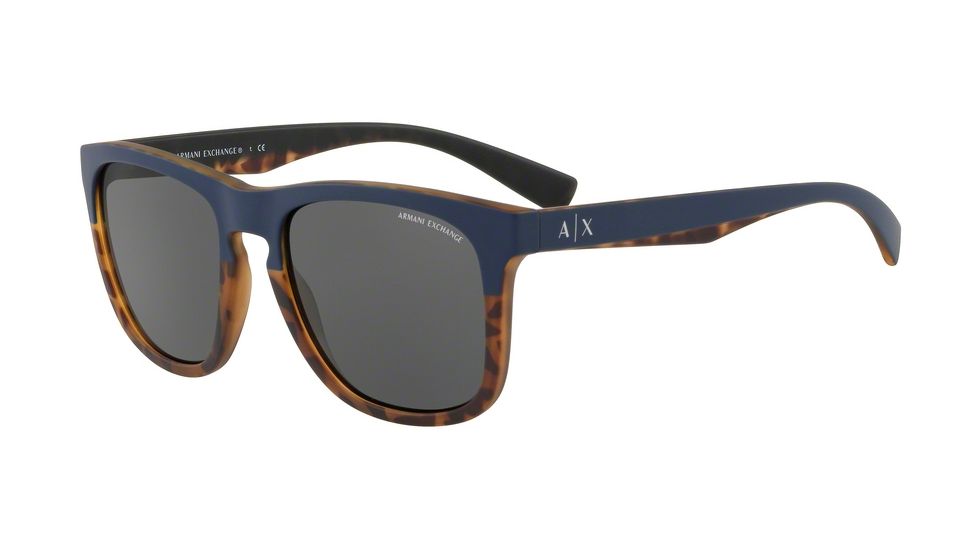 Armani Exchange AX4058S Sunglasses 824687-55 - Matte Dark Blue/matte Havana Frame, Grey Lenses