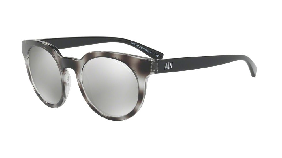 Armani Exchange AX4062S Sunglasses 82166G-50 - Tr Grey/top Grey Havana Frame, Light Grey Mirror Silver Lenses