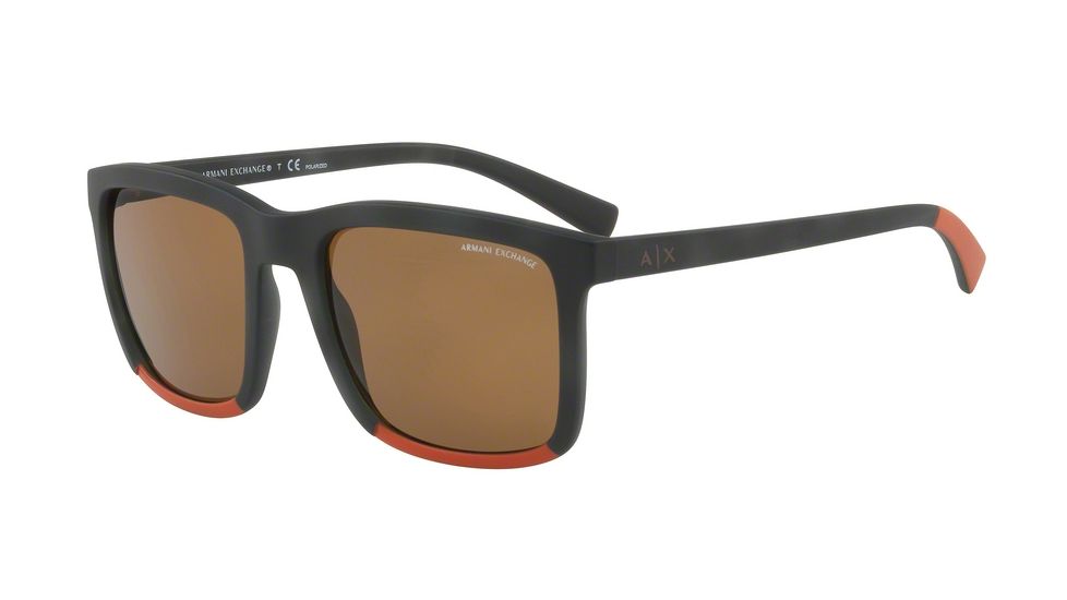 Armani Exchange AX4067S Sunglasses 822883-55 - Mt Havana dark Moss/orange Frame, Polar Brown Lenses