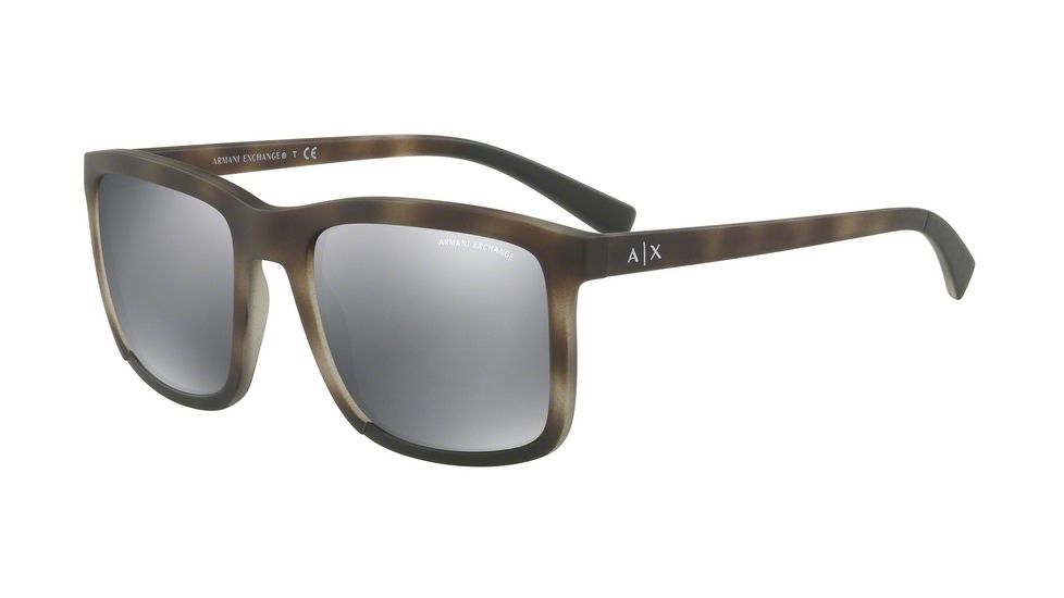 Armani Exchange AX4067S Sunglasses 82296G-55 - Matte Grey Havana/mt Black Frame, Light Grey Mirror Black Lenses