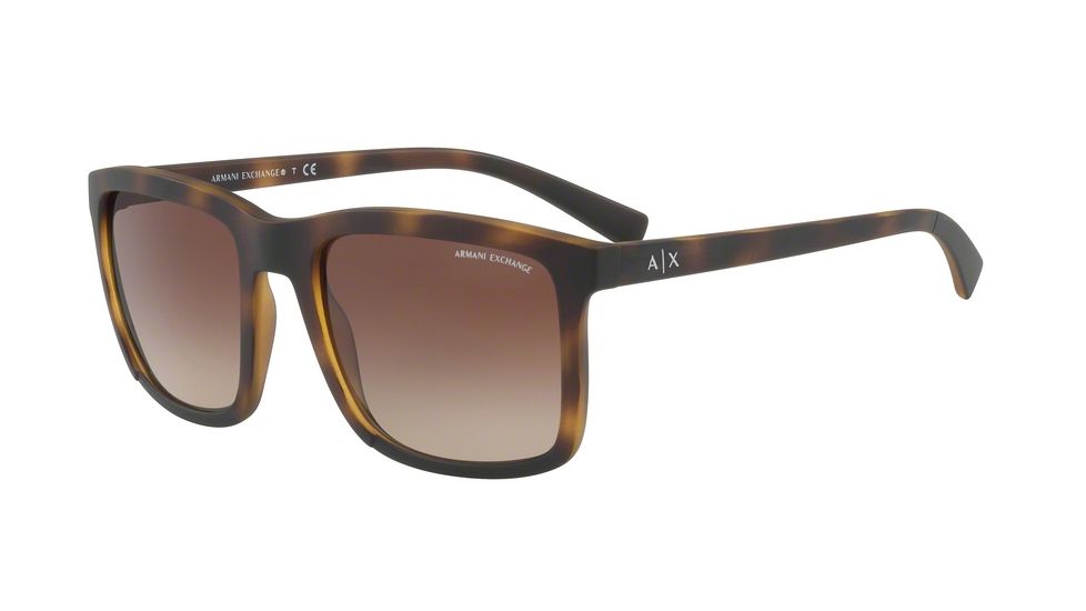 Armani Exchange AX4067S Sunglasses 823113-55 - Matte Havana Black Frame, Brown Gradient Lenses