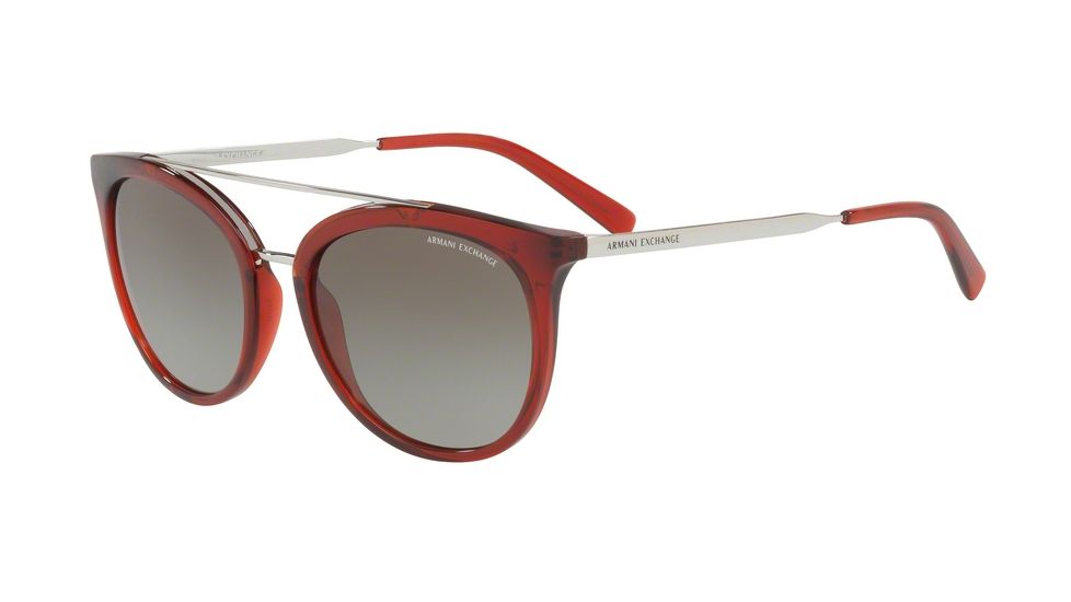 Armani Exchange AX4068S Sunglasses 82418E-55 - Transparent Ruby Red Frame, Green Gradient Lenses