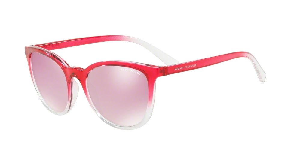 Armani Exchange AX4077S Sunglasses 82547V-55 - Transparent Pink/Crystal Frame, Pink Mirror White Lenses