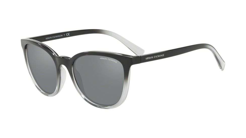 Armani Exchange AX4077S Sunglasses 82556G-55 - Black/Transparent Smoke Frame, Light Grey Mirror Black Lenses