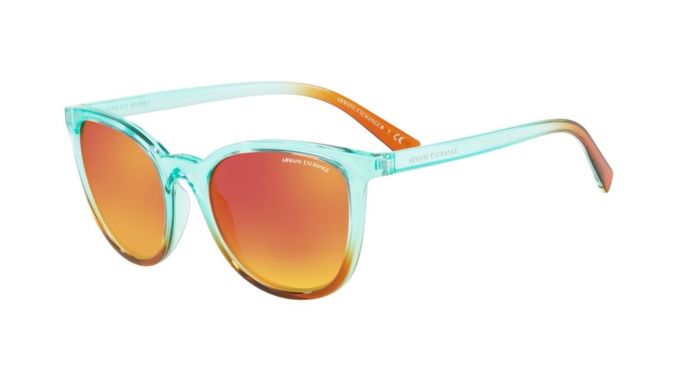 Armani Exchange AX4077S Sunglasses 82566Q-55 - Transp Blue/Transp Orange Frame, Grey Mirror Red/yellow Lenses