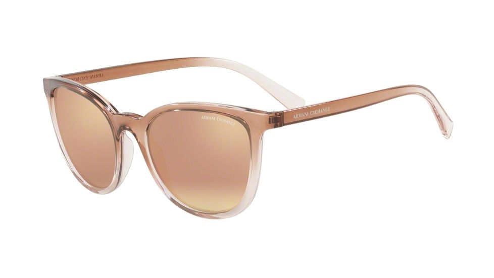 Armani Exchange AX4077S Sunglasses 82574Z-55 - Transp Tundra/Transp Rose Frame, Grey Mirror Rose Gold Lenses
