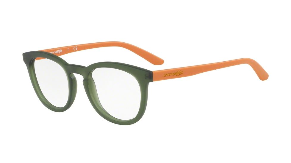 Arnette BOTTOM TURN AN7120 Bifocal Prescription Eyeglasses, 49mm, Matte Transp Dark Green, AN7120-2419-49-BI