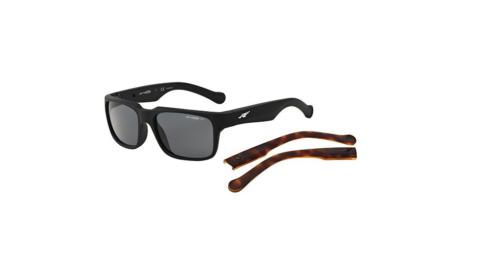 Arnette D Street Sunglasses, Fuzzy Black &amp; Fuzzy Havana Frame, Grey Polarized Lens-AN4211-03