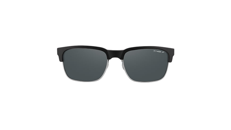 Arnette Dean Sunglasses, Fuzzy Black &amp; Silver Wire Frame, Polarized Grey Lens-AN4205-02