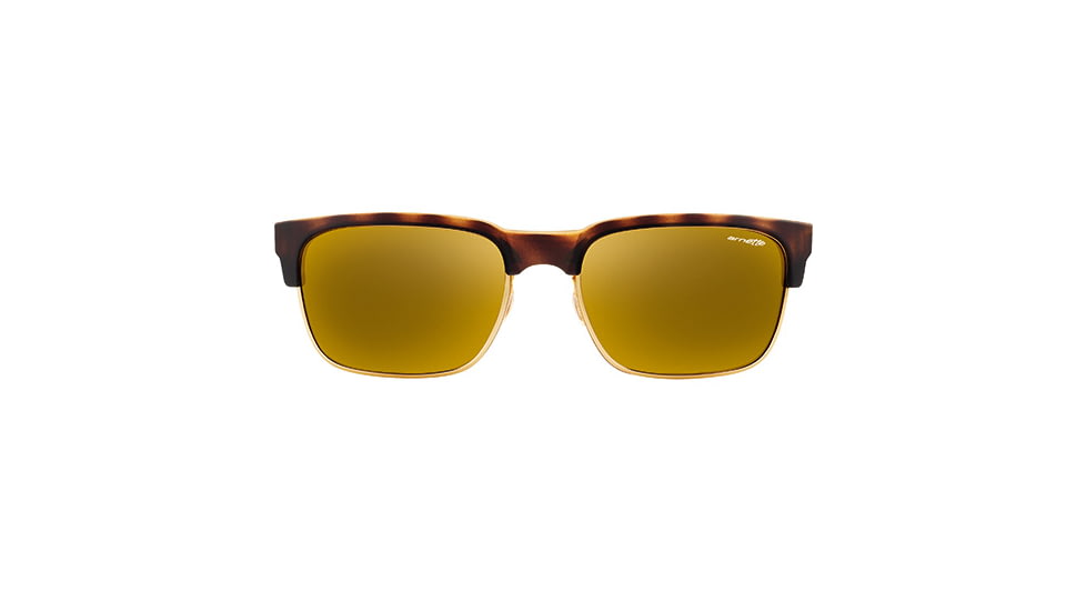 Arnette Dean Sunglasses, Fuzzy Havana &amp; Gold Wire Frame, Gold Mirror Lens-AN4205-05