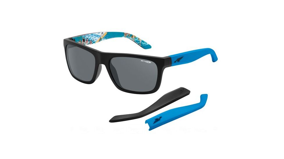 Arnette Dropout Sunglasses, Fuzzy Black/Aloha Frame, Grey Lens AN4176-13