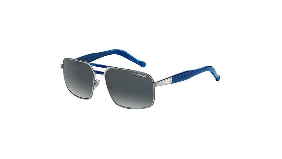Arnette Smokey Sunglasses, Gunmetal/Translucent Blue Frame, Polarized Grey Gradient Lens AN3068-02