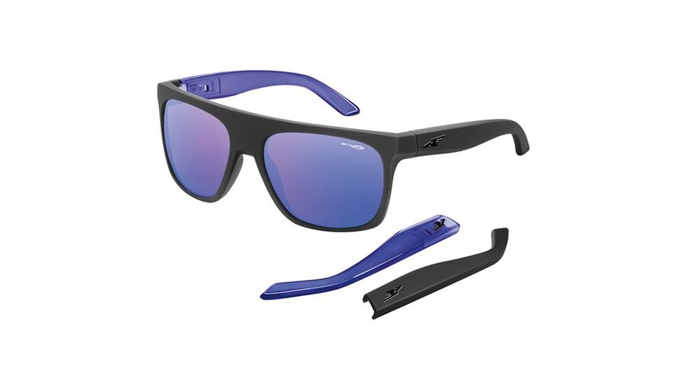 Arnette Squaresville Sunglasses, Fuzzy Black/Translucent Purple Frame, Purple Mirror Lens AN4184-04