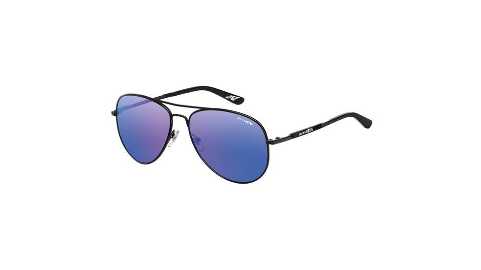 Arnette Trooper Sunglasses, Matte Black Frame, Purple Mirror Lens AN3065-01