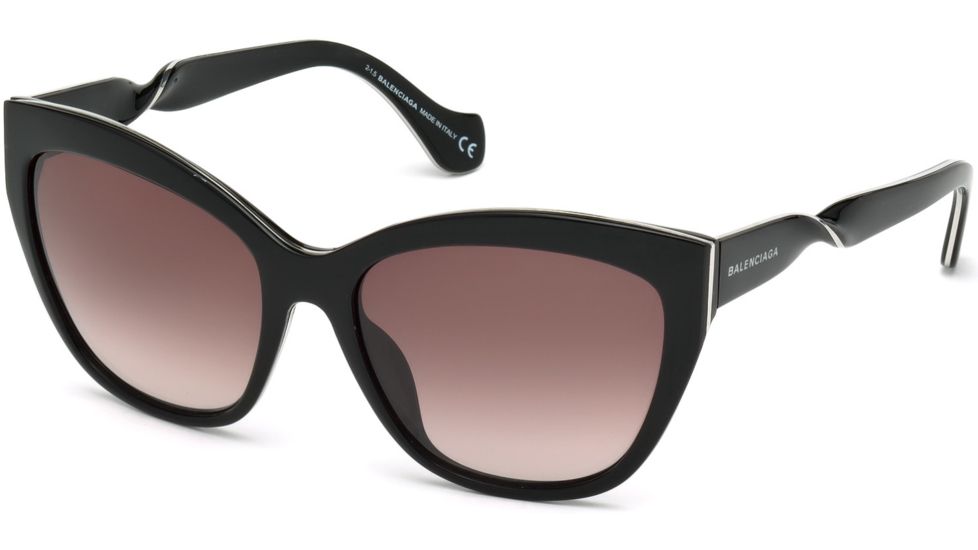Balenciaga BA0052 Sunglasses - Shiny Black Frame Color, Gradient Or Mirror Violet Lens Color