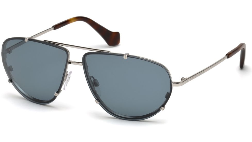 Balenciaga BA0097 Sunglasses - Shiny Palladium Frame Color, Blue Lens Color