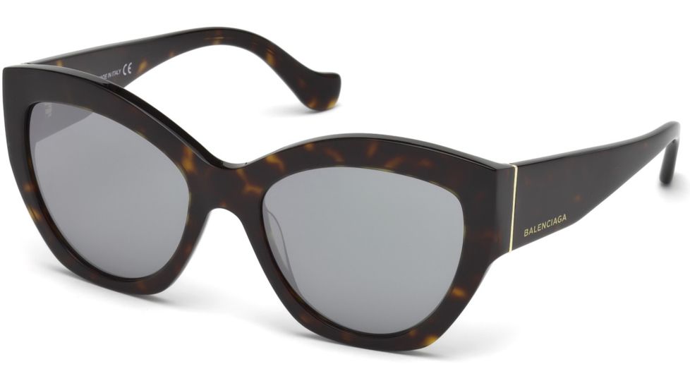 Balenciaga BA0103 Sunglasses - Dark Havana Frame Color, Smoke Mirror Lens Color