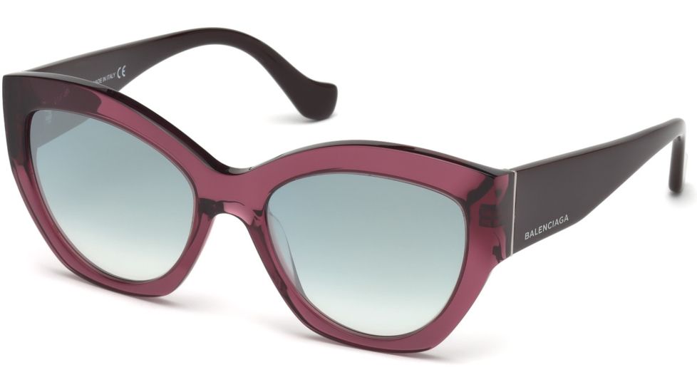 Balenciaga BA0103 Sunglasses - Shiny Bordeaux Frame Color, Smoke Mirror Lens Color