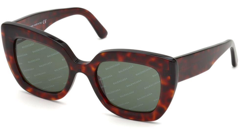 Balenciaga BA0130 Sunglasses - Red Havana Frame Color, Green Lens Color