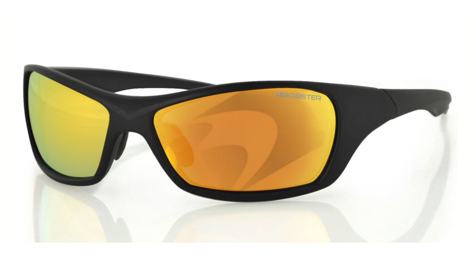 Bobster Bolt Sunglasses, Matte Black Frame, Mirror Anti-fog smoked EBOL001