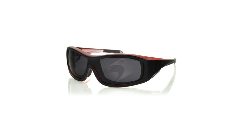 Bobster ZOE Sunglasses - Black/Red Frame, Anti-Fog Smoked Lens BZOE301