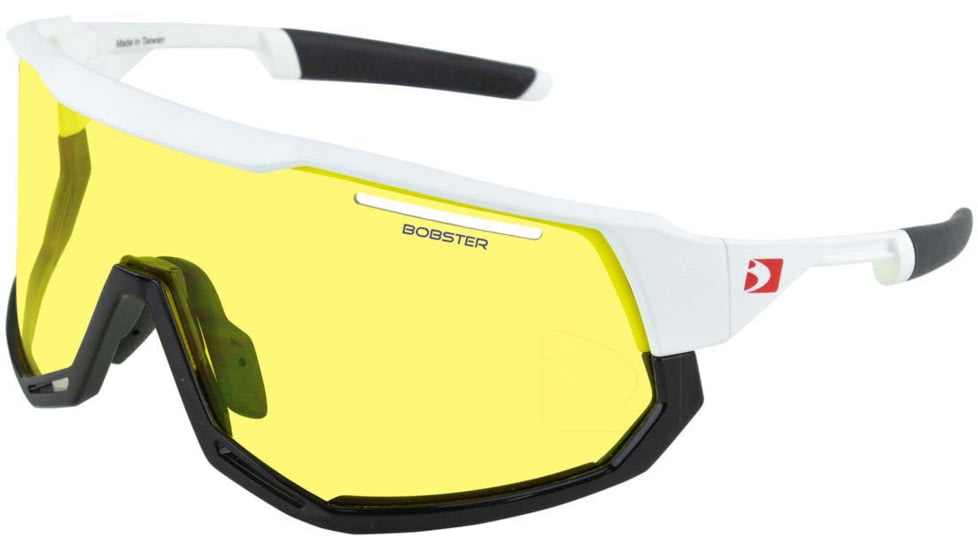 Bobster Freewheel Sunglasess - Matte White/gloss Black Frame W/ Smoke Black Red Revo/yellow/clear Lenses - BFRE01
