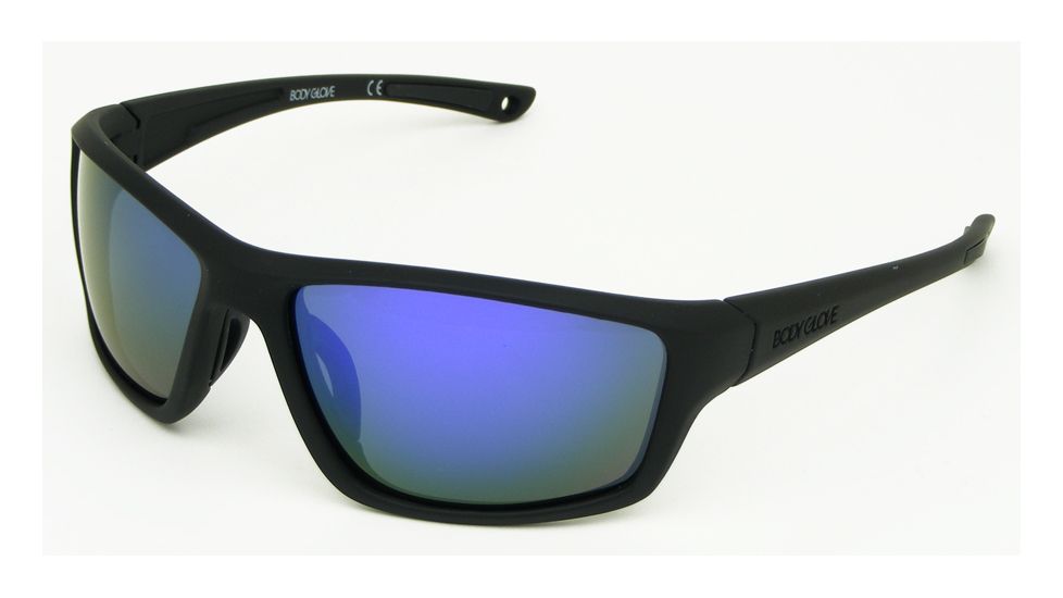 Body Glove FL 21 Sunglasses, Rubberized Black Frame, Smoke with Purple Mirror Lens, 10224900.QTM