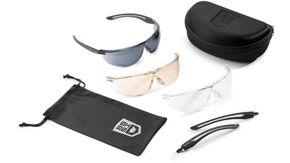 Bolle Gunfire Kit of Shooting Glasses, Matte Black BSSI Frame, PTSGUNKM04