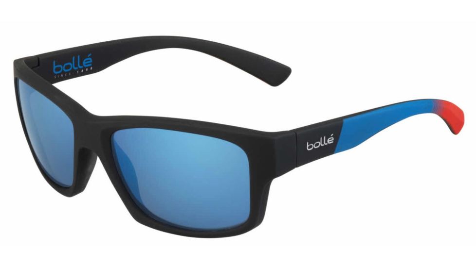 Bolle Holman Single Vision Prescription Sunglasses, Rubber Black / Bahamas Frame, Polarized, 12361SV