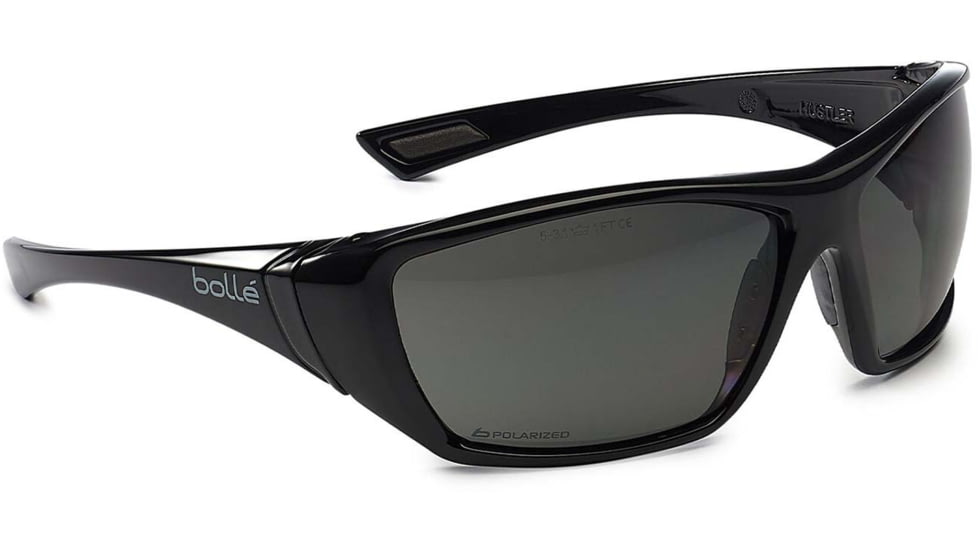 Bolle Hustler Safety Glasses, Black Frame, Polarized Lens, 40150