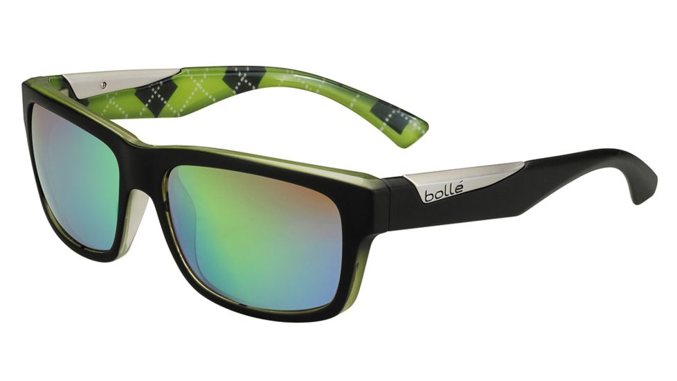 Bolle Jude Single Vision Prescription Sunglasses, Matte Black / Argyle Lime Frame-11835SV
