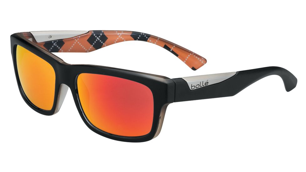 Bolle Jude Single Vision Prescription Sunglasses, Matte Black / Argyle Orange Frame-11834SV