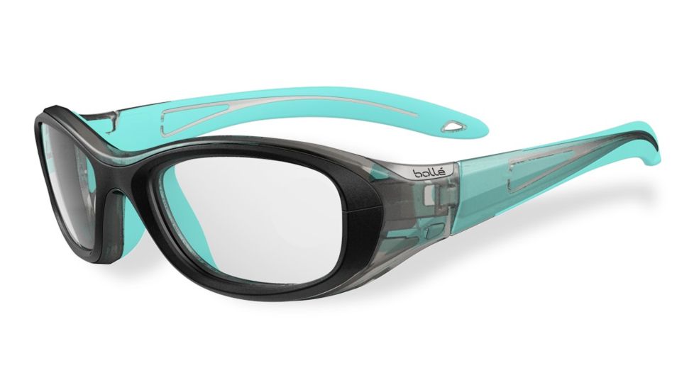 Bolle Kids Coverage Sport Protective Eyewear - Black and Blue Lagoon Frame,Clear Anti Fog/Scratch Lens 11884