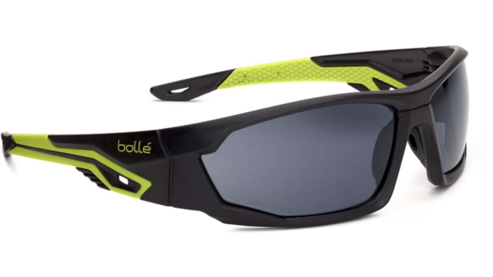 Bolle Mercuro Safety Glasses, Black Yellow Frame, Smoke Lens, MERPSF