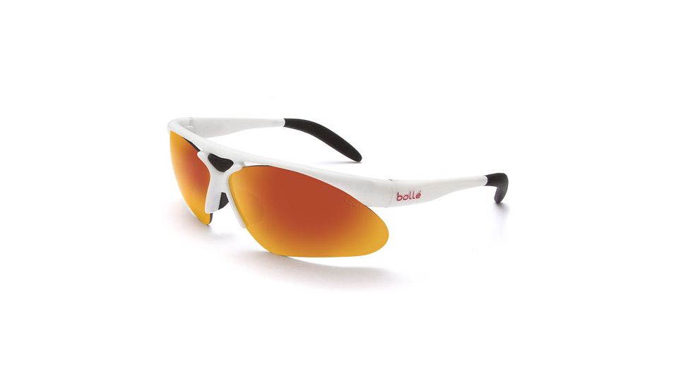 Bolle Parole Sunglasses with Interchangeable Lenses, Shiny White Frame, TNS Fire Lens, 11442