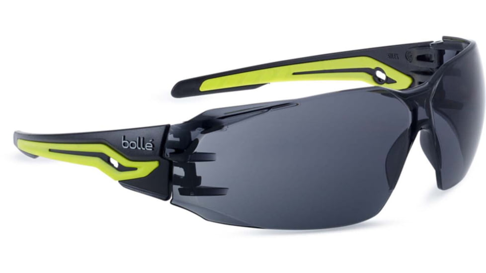 Bolle Silex+ Safety Glasses, Grey Black Frame, Smoke Assembled in America Lens, SILEXPPSFSA