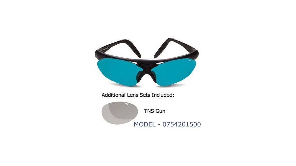 Bolle Parole Sunglasses with Interchangeable Lenses, Black Frame, Competivision and TNS Gun Lens Sets, 0754201500