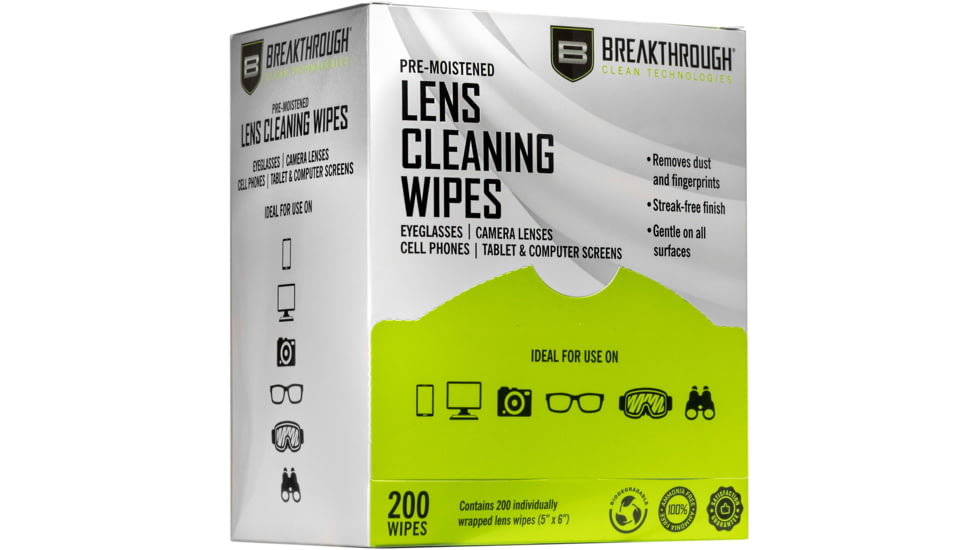 Breakthrough Clean Technologies BCT Multi-purpose Lens Wipes, 200ct Display Box, BT-LW-200