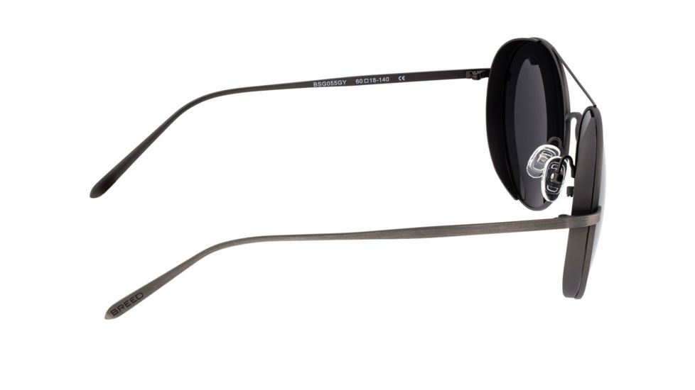 Breed Barlow Sunglasses, Gunmetal Titanium Frame, Black Polarized Lens, Gunmetal/Black, One Size, BSG055GY