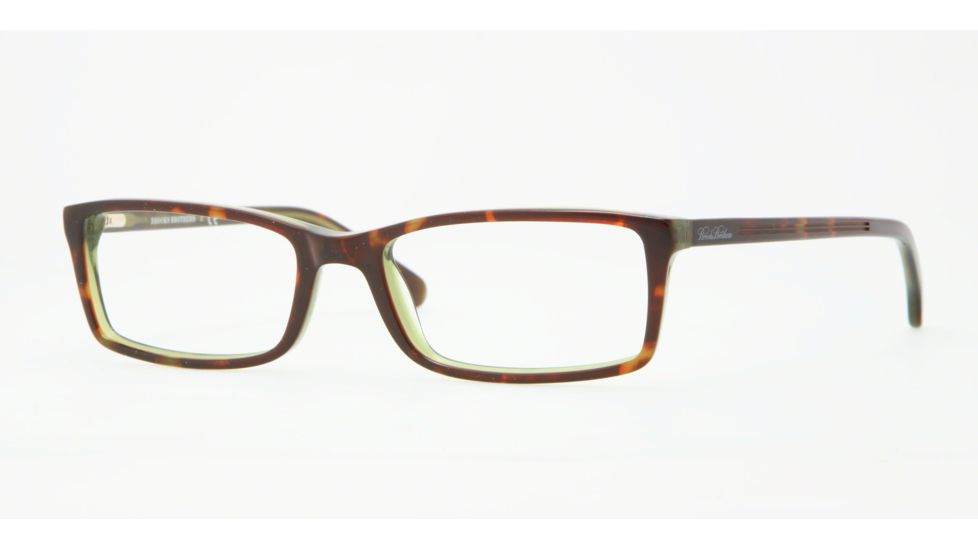 Brooks Brothers BB 2009 BB2009 Single Vision Prescription Eyeglasses 6044-5217 - Green Tortoise Frame, Demo Lens Lenses