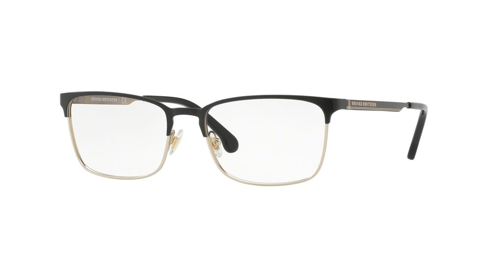 Brooks Brothers BB1054 Single Vision Prescription Eyeglasses, 54mm, Black/Gold, BB1054-1685-54-SV
