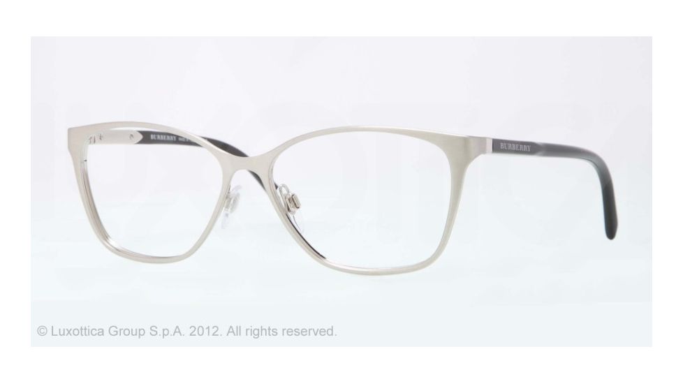 Burberry BE1255 Bifocal Prescription Eyeglasses 1166-53 - Brushed Silver Frame, Demo Lens Lenses