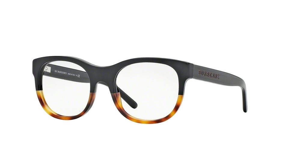 Burberry BE2169 Single Vision Prescription Eyeglasses 3465-50 - Black/light Havana Frame