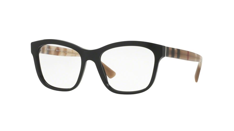 Burberry BE2227 Single Vision Prescription Eyeglasses 3600-52 - Black Frame