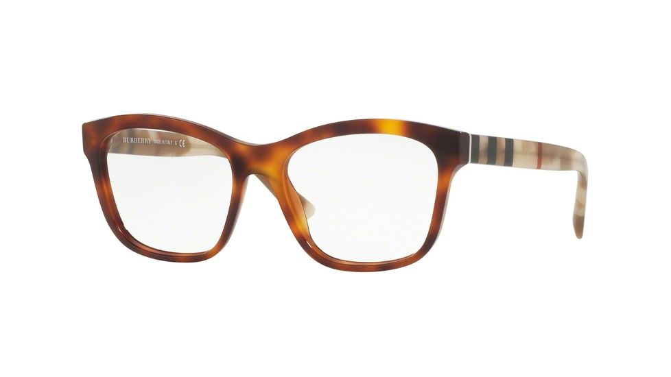 Burberry BE2227 Single Vision Prescription Eyeglasses 3601-52 - Light Havana Frame